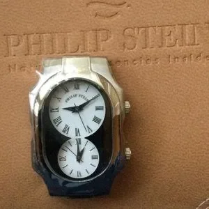 Auth Philip Stein Teslar Signature Series Stainless Steel Quartz Watch 2-G-CW Philip Stein Watch Dual Teslar White Leather Stainless Steel  main image 4